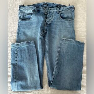 ARMANI AJ Men’s Size 32/34 Slim Distressed Button Fly Blue Denim Jeans